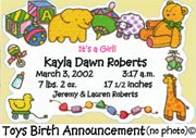 Toys Birth Announcement