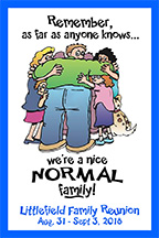 Family reunion 2 x 3 inch magnet favors in Normal Family design are personalized with your school name, year and colors