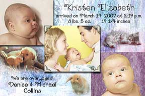 Baby Animals Photo Birth Announcement