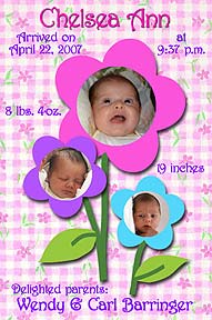 Baby Flowers Photo Birth Announcement