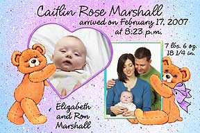 Teddy Bears Photo Birth Announcement