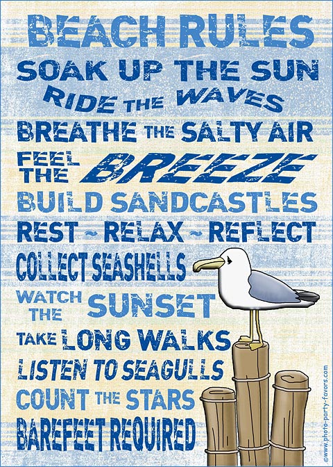 Free Printable Beach Rules Sign - 5 x 7 inch Print