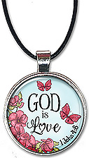 Original art Christian necklace or key chain with the Bible verse 