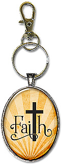 Christian faith keychain or necklace with the bold cross in place of the T.