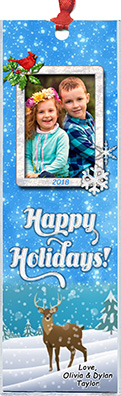 Peaceful Holidays Bookmark is personalized with your message and photo. Include with or in place of Christmas cards, tie to gifts as package decorations or give out as favors at a holiday party!