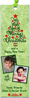 Merry Christmas Wishes bookmark is personalized with your message and 2 photos. Include with or in place of Christmas cards, tie to gifts as package decorations or give out as favors at a holiday party!