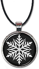 Christmas holiday or winter snowflake necklace, is also available as a keychain.
