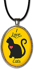 Choice of necklace or keychain with the message: I love cats.