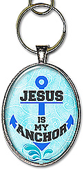 Original anchor shaped word art handcrafted Christian necklace or keychain, features the message: 'Jesus is my Anchor'.