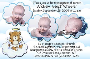 Teddy Angel Baptism Invitation