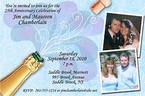 Champagne Photo Anniversary Invitations