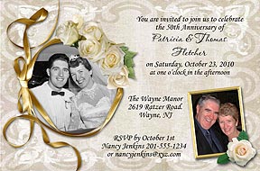 White Roses Anniversary Invitation