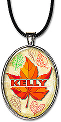 Autumn Leaves Name necklace pendant or keychain is personalized with any name, in any spelling.