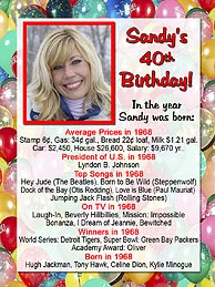 Year You Were Born Balloons Birthday 3x4 Magnet Favors are personalized with your photo and fun facts from the guest of honor's birth year.