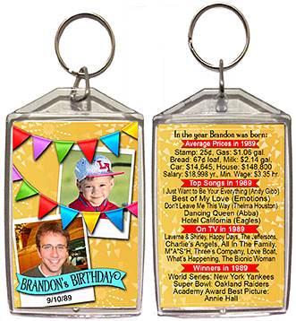 Year You Were Born Bold Banner Birthday Bookmark Favors are personalized with your photo and fun facts from the guest of honor's birth year.