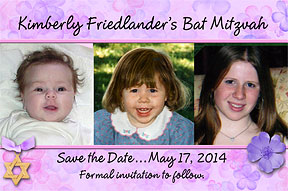 Soft Bloom Photo Save the Date Cards for Bat Mitzvah features 3 of your favorite photos.