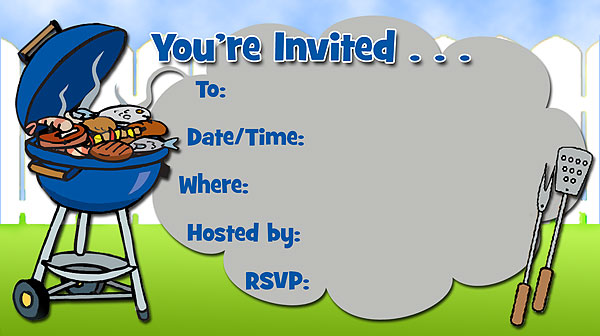 Barbecue Free Printable Fill-In Invitations