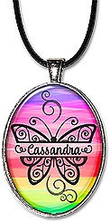 Swirly Butterfly Split Monogram pendant necklace or keychain is personalized with any name, any spelling.