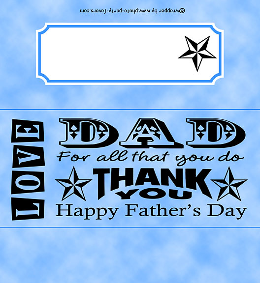 Father's Day Free Printable Candy Bar Wrapper features a word art design, ready to personalize with your  message.