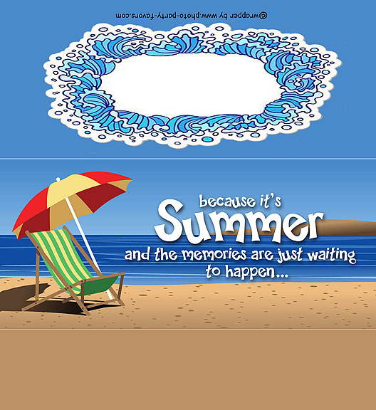 Beach Chair and Umbrella Free Printable Candy Bar Wrapper, ready to personalize with your  message.