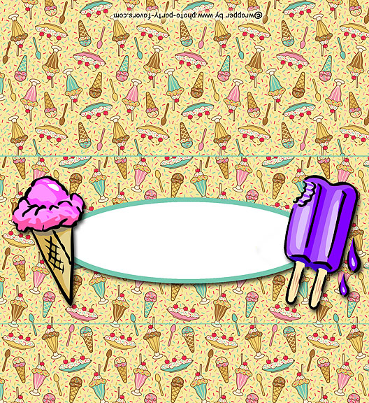 Free Printable Ice Cream Theme Candy Bar Wrapper, ready to personalize with your  message.