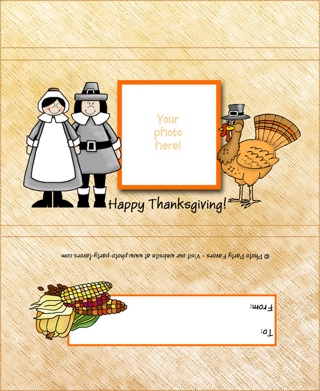Pilgrims Thanksgiving Free Printable Candy Bar Wrapper, ready to personalize.