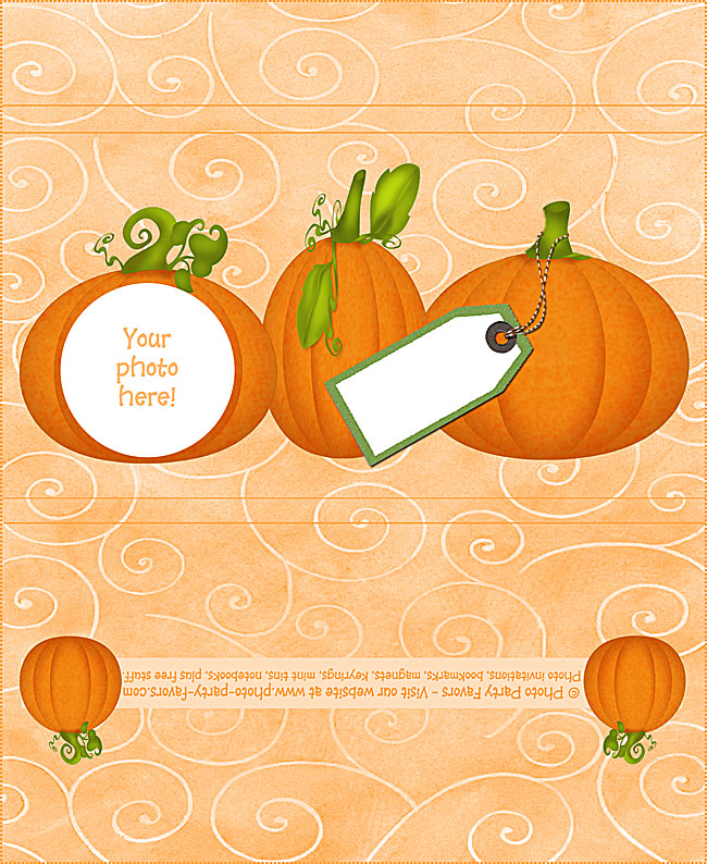 Pumpkins Free Printable Candy Bar Wrapper, ready to personalize with your photo and message.