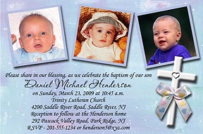 White Cross Photo Christening Invitation