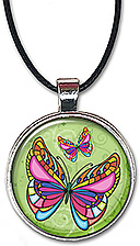 Original art Colorful Butterfly pendant necklace is also available as a keychain.