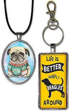 Original wearable dog art jewelry: necklaces, pendants & keychains; is a great gift for anyone who loves dogs.