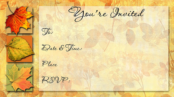 Fall Colors Invitations - Free Printable Autumn Leaves Invitations