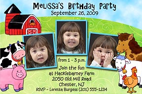 Farm Animals Photo Birthday Invitation