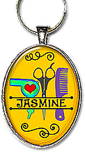 Original hairstylist split monogram keychain or pendant is personalist with your favorite hairdresser's name.