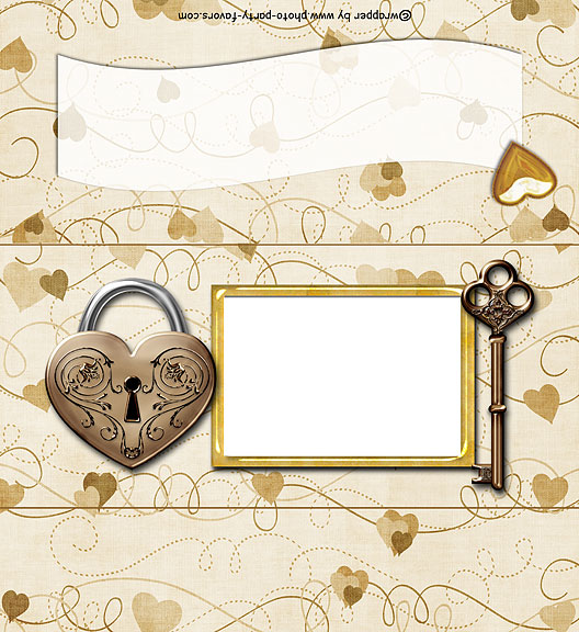Heart Lock & Key Free Printable 1.55 oz. Candy Bar Wrapper, ready to personalize with your  message.