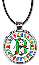 Custom Christmas Lights Initial necklace pendant or keychain is personalized with the first letter of your name.