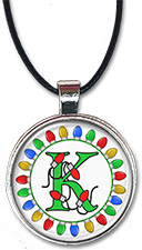 Custom Christmas Lights Initial necklace pendant or keychain is personalized with the first letter of your name.