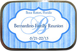 Monogram personalized family reunion mint tins