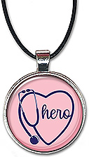 This HERO stethoscope heart necklace or keychain is a great way to honor a nurse, doctor or health care worker who has made a difference.