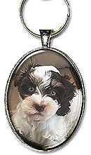 Custom Oval Photo keychain or necklace is personalized with your photo. A name or date can be added.