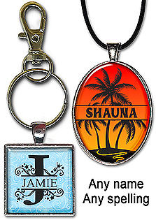 Original wearable name monogram jewelry: necklaces, pendants & keychains.