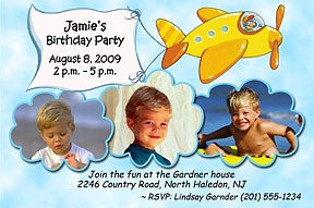  Airplane Photo Birthday Invitation