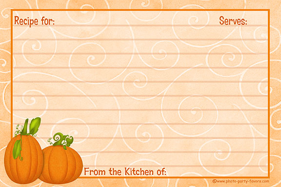 4 x 6 inch Pumpkin Recipe Cards