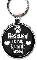 This 'Rescued Is My Favorite Breed' keychain is also available as a necklace for any proud owner of a shelter dog.