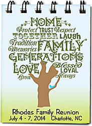 Word Art 3x4 family reunion notebook favor