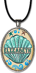 Split Monogram necklace in a seashell design is also available as a keychain.