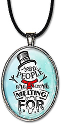 Great Christmas jewelry gift for a loved one, this snowman holiday necklace word art message says 'some people are worth melting for', and is available as a pendant or keychain.