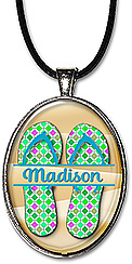 Summer Flip Flops Split Monogram Personalized Name necklace, pendant or keychain contains your name in any spelling.