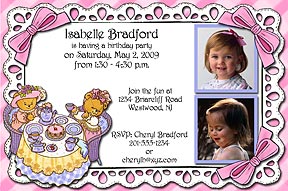  Tea Party Photo Birthday Invitation