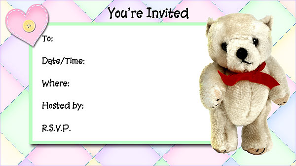 Teddy Bear Free Printable Fill-In Invitations