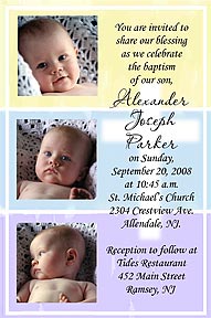 Tri Color Cross Baptism Invitation